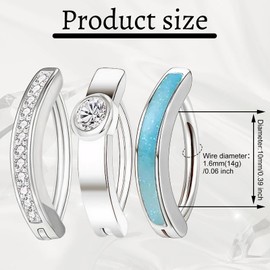 PT Haahoos 925 Sterling Silver Belly Button Bars for Women Girls Belly Button Hoop Hinged Navel Ring Cubic Zirconia Opal Hinged Seamless Clicker Belly Button Piercing