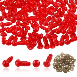 TOAOB Safety Eyes for Crochet Animals, Pack of 50, Plastic Button Eyes, 8 mm, Red Amigurumis Eyes for Plush Toys, Doll Eyes with Washers for Doll, Plush Toy, Crafts