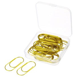 sourcing map Wide Paper Clip Coated Large Clips Bookmarks with Box 2 Inch Gold Tone for Organize Office Home, Pack of 30