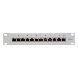 LogiLink CAT6 RJ45 Patch Panel 24-Port 25.4 cm (10 Inch) Fully Shielded Grey