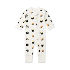 MONICA + ANDY One Piece Pajamas, Size 9-12 Months, Sushi Rolls, 100% Organic Baby Clothes for Girls and Boys, Zip Up Pajama, Sustainable Super Soft Fabric, Sizes For Newborn, Infant & Toddler