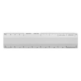 Alumicolor Architect 6 inch Ruler Scale w/ 4 Bevel for Drawing, Drafting & Engineering, Calibrations Divided by (1/8, 1/4), (1/2, 1), (3/8, 3/4), (3, 11/2), Silver