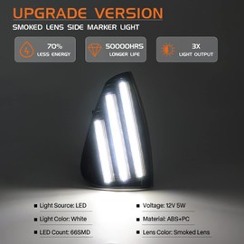 FetonAuto White Front Bumper LED Side Marker Lights Assembly for 2006-2010 Dodge Charger Daytona RT SE SRT8 SXT, Smoked Lens Driver Passenger Corner Signal Lamps