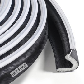 19.7 Feet Door Weather Stripping, Kerf Weather Stripping for Doors with Groove, Weather Stripping Door Seal for Large Gap and Easy Installation(19.7, Black)