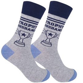 FUNATIC Trophy Husband Socks for Men | Funny Fathers Day Gift with Saying from Wife Girlfriend Fiancee Mother in Law | Cool Newlywed Boyfriend Engagement Wedding Present | Anniversary for Him
