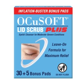 OCuSOFT Lid Scrub PLUS 35 - Pre-Moistened Leave-On Eyelid Wipes for Moderate to Severe Conditions - Moisturizing Eyelid Cleanser for Maximum Relief - 35 Count
