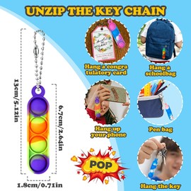 46Pcs Pop Keyring It Party Bag Fillers for Kids, Fidget Toys Pack Poppet Keyring Christmas Eve Box Stocking Fillers Game Prizes Kids Valentines Birthday Party Favour Gifts Sensory Toys for Girls Boys