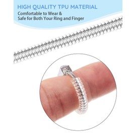 Ring Sizer, Ring Size Adjuster for Loose Rings, 16 Pack 2 Sizes Any Sizer, Invisible Ring Adjuster for Loose Rings Women Or Men,Ring Guards, Spiral Silicone,Ring Tightener Set w/Polishing Cloth,Box