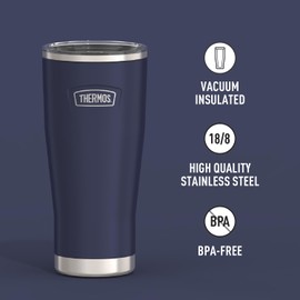 THERMOS ICON SERIES Stainless Steel Cold Tumbler with Slide Lock, 24 Ounce, Mystical Navy
