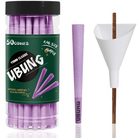 UBUNG Pack of 50 Large Size Purple Conical Pre-Twisted Sleeves, King Size 108 mm Tapered Paper Sleeves, Includes 1 Funnel Loader and 1 Putter for Packaging