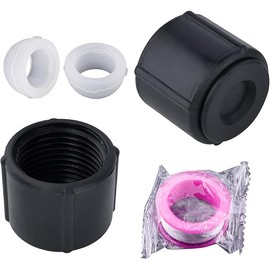 2 Pcs Black Plastic Low Point Drain Seals/Caps with Sealing Ring & Teflon Tape Compatible with RV, Camper, Travel Trailer 1/2 Inch Hot & Cold Water Lines, Fit for Pex Pipe/Tubing Fittings