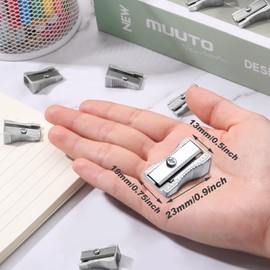 Fumete 144 Pcs Metal Mini Pencil Sharpeners Handheld Metal Pencil Sharpeners Single Hole Aluminum Alloy Manual Pencil Sharpener Bulk for School Office Stationery Classroom Supplies