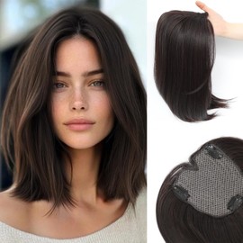 Mekylio Hair Toppers for Women clip in bangs Large Base Toppers for Women with Thinning Hair Clip Ins Fake Bangs Perfect Solution for Thinning-hair and Stylish Upgrade