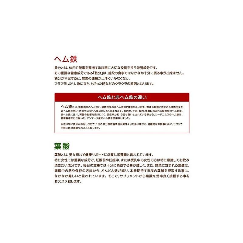 シードコムス 国産 ごぼう入り ヘム鉄 葉酸 サプリメント (約6ヶ月分 180粒)