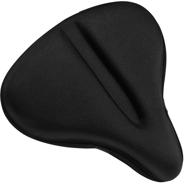 Bikeroo Extra Wide Bike Seat Cushion - Padded Gel Bike Seat Cover for Exercise Bike Seats - Cycling Accessories Compatible with Peloton, NordicTrack, Stationary Spin Bikes