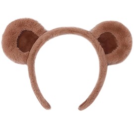 Bear Ears Headband for Women Girls Cute Fluffy Plush Animal Ear Hairband, Halloween Themed Party Dress-Up Costume Accessories