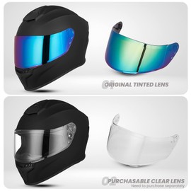 AUBOA Full Face Motorcycle Helmets for Adults Men and Women DOT Street Bike Racing Helmet with Tinted Visor Model MD-813 (Matte Black, XL)