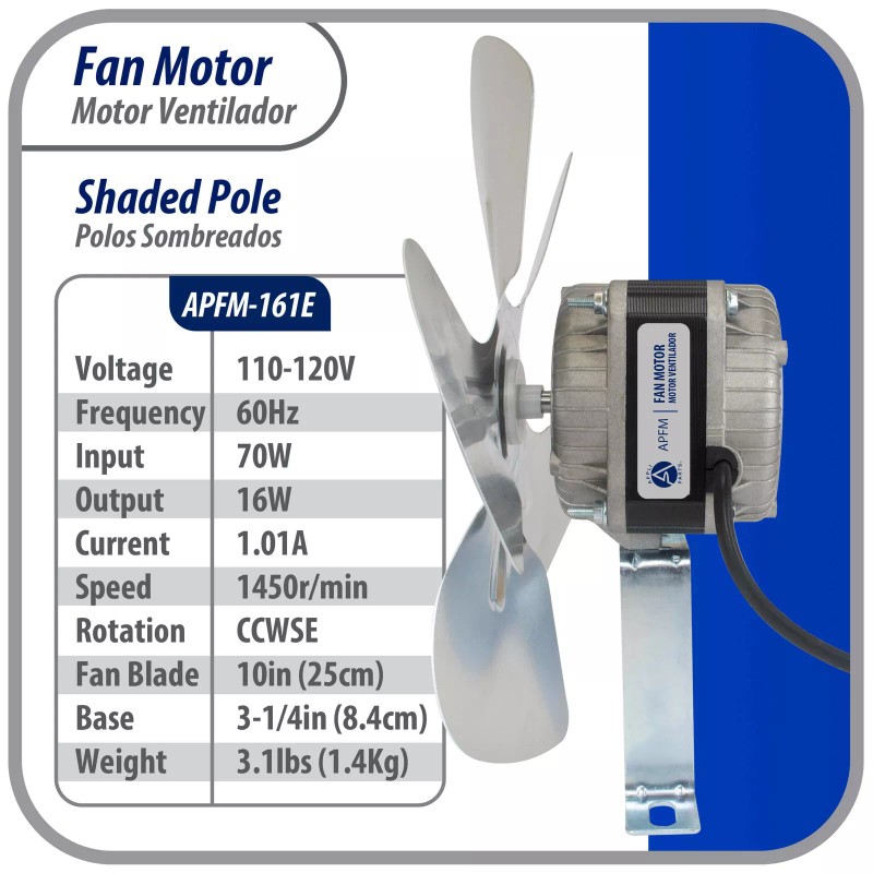 Appli Parts APFM-161E 16W refrigeration condenser and evaporator motor 115V