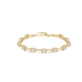 TIGRADE 14K Gold Plated Cubic Zirconia Link Chain Bracelet Dainty CZ Adjustable Bracelets for Women Friendship Size 6.5-7.5 Inch (7.5")