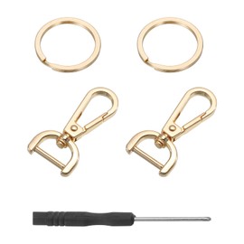 sourcing map 4 Set Detachable Snap Hook, 0.59" D Ring Swivel Clasp for Purses Push Gate Lobster Claw Clasps Fashion Clip Purse Making with Key Ring and Screwdriver, Gold