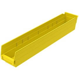 Akro-Mils 30124 Plastic Nesting Shelf Bin Box, (24-Inch x 4-Inch x 4-Inch), Yellow, (12-Pack)