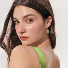 AXELUNA Bee Earrings for Women 925 Sterling Silver Bee Dangle Earrings Abalone Shell Bee Jewelry for Women