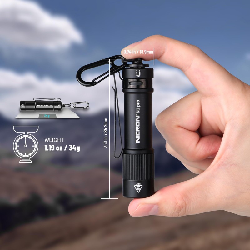 NICRON N1pro EDC Flashlight, 1000 Lumens Rechargeable Flashlights, 6 Modes