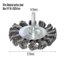 Yutnqin 3PCS 3 Inch Knotted Wire Wheel Brushes Kit for Drill with 1/4-Inch Shank,Twist Brush Set Perfect for Rust Removal, Corrosion and Paint,Wire Wheels for Power-Operated Grinders