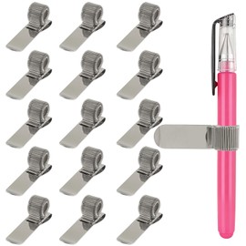Waziaqoc 15 Pack Silver Pen Holder Clip, Metal, Transverse Style