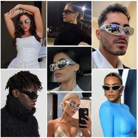 Perfectmiaoxuan Polarised Sunglasses Y2K Wrap Around Stylish UV400 Futuristic Oval Sun Glasses Women Men Fishing Golf Driving