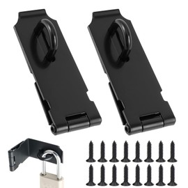 Pack of 2 Padlock Hasp, 4 Inch Hasp Stainless Steel Security Hasp, Stainless Steel Lock Hasp, Padlock Hasp with 18 Screws, for Cupboard, Garage, Shed Gates, Wooden Box (Black)