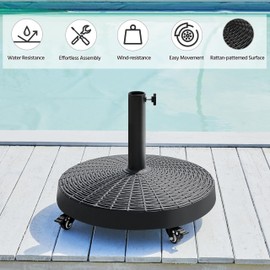 Yaheetech 20.5" 55.7lbs Patio Umbrella Base Self-Weight Heavy-Duty Resin Base Stand with Wheels for Outdoor Garden & Yard