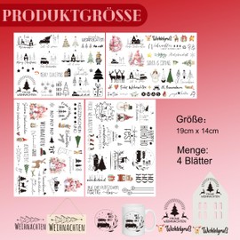 Sugeru®Rub On Sticker -4PCS Set | Sprüche Deko für Weihnachten,Keraflott, Hochzeit, Familie,Folie für Möbel, Glas, Holz, Fotoalbum, Gästebuch, Geschenke,DIY-Dekoration | Aufkleber Aesthetic(WeihnIII)