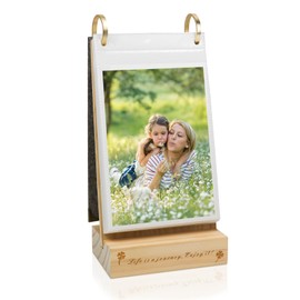 ZEEYUAN Calendar Album 10 x 15 cm Wooden Photo Frame for 60 Pictures Wooden Picture Frame for Women, Men and Parents