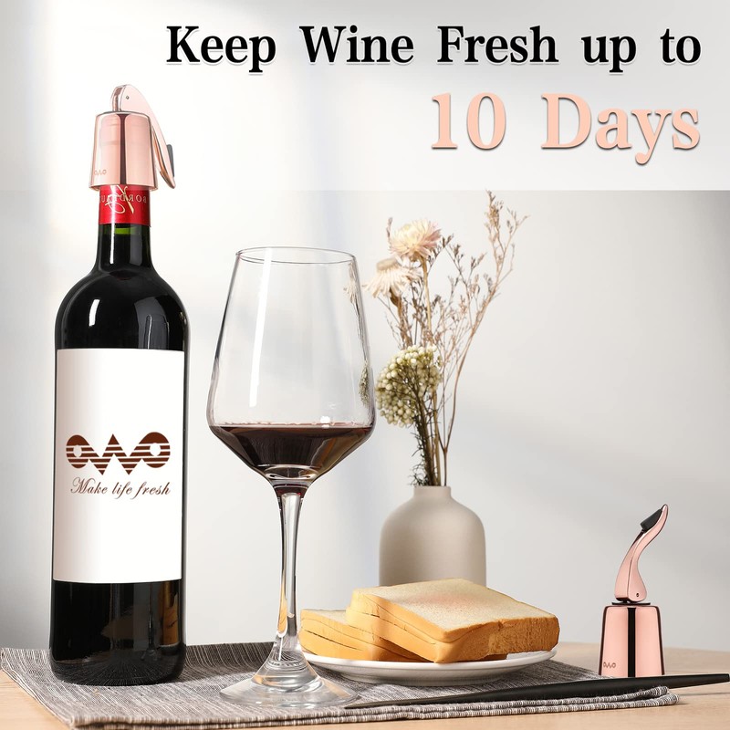 OWO Stainless Steel Wine Bottle Stopper, Reusable Wine Saver with