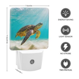 DIQISHIZHU Plug-in LED Night Light Dusk to Dawn Smart Sensor Bright Night Light Auto-On/Off Warm White for Bedroom Hallway Bathroom Kitchen Stairs Energy Efficient Sea Turtles in The Ocean