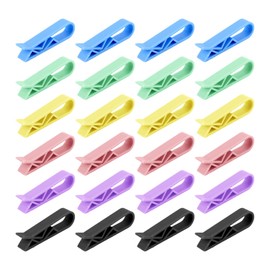 Pack of 24 rubbish bins, bin bag fixing clips, plastic clips, rubbish bin accessories and household supplies.