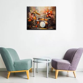 Aihonmin Drum kit Paint by Numbers for Adults and Children,Flowers DIY Acrylic Watercolor Painting by Numbers for Kids Beginners Abstract Painting Craft On Canvas Home Decor(Without Frame)