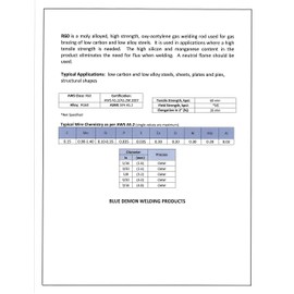 Blue Demon RG60 X 3/32" X 36" X 1LB Tube High Strength Oxy-Acetylene Gas Welding Rod