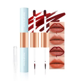 WAJJYM Double-head design Lip Stain Lip Liner Stain,Matte Finish Peel Off Lip Stain,Long Lasting Lightweight Smoothing Waterproof Smudge-proof Transfer-proof, (1+2#Combination Pack, cinnamon+coral)