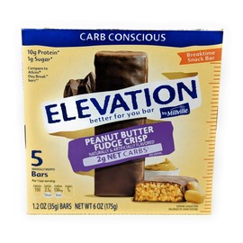 Elevation by Millville Peanut Butter Fudge Crisp Breaktime Bars 1.2oz x5 bars(total 6 oz), pack of 1