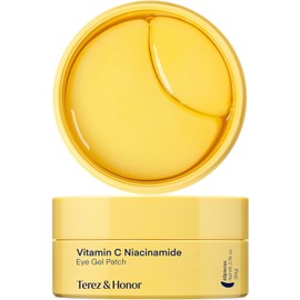 Terez & Honor Parches de Ojos con Vitamina C - 60 Piezas Mascarillas Coreanas Iluminadoras e Hidratantes con Ácido Tranexámico, Cafeína - Mascarilla Hidrogel para Ojeras, Bolsas y Arrugas