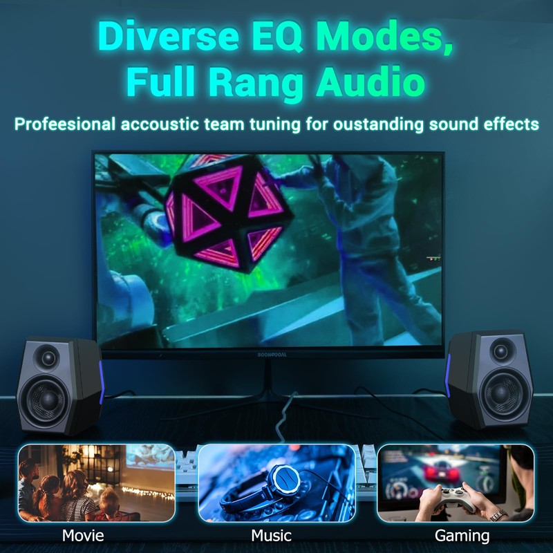 Sanyun SW209 36W Computer Gaming PC Speakers - 2.75" Fiberglass