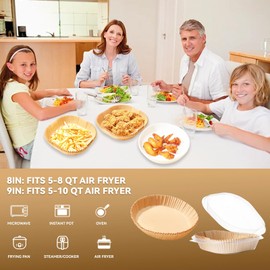 Air Fryer Paper Liners, 125Pcs Parchment Paper for Baking, Air Fryer Disposable Paper Liner for Microwave, Non-Stick, Oil-proof and Water-proof for Easy Cleanup (125, 6.5''Round)