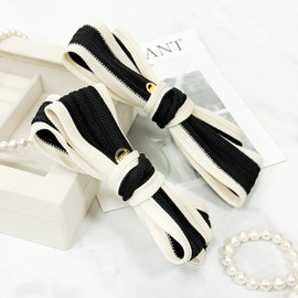 (2 types) Burnaby two-tone striped knit color combination ribbon hairpin pin option / (2종) 버나비 투톤 스트라이프 니트 배색 리본 헤어핀 핀 옵션