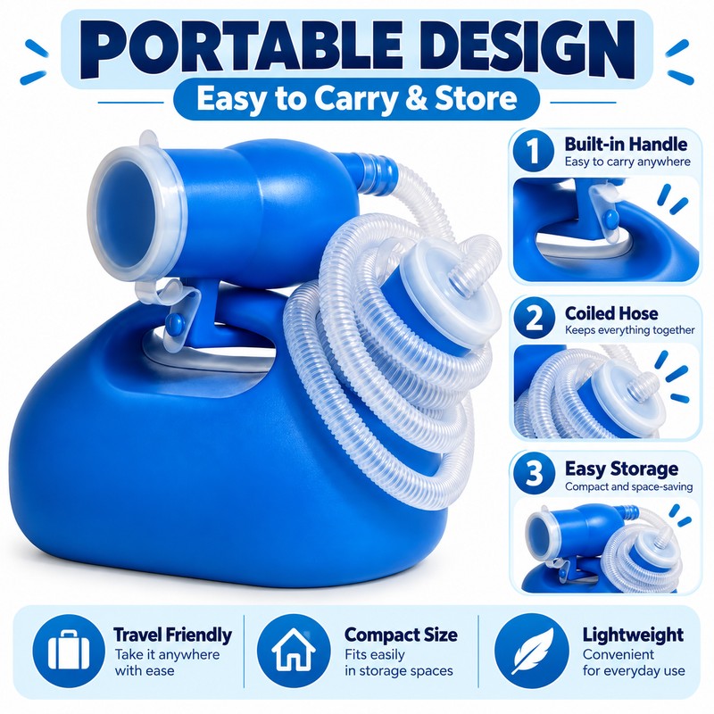 2000ml Portable Urinal Bottle with Lid, Large Capacity Travel Pee
