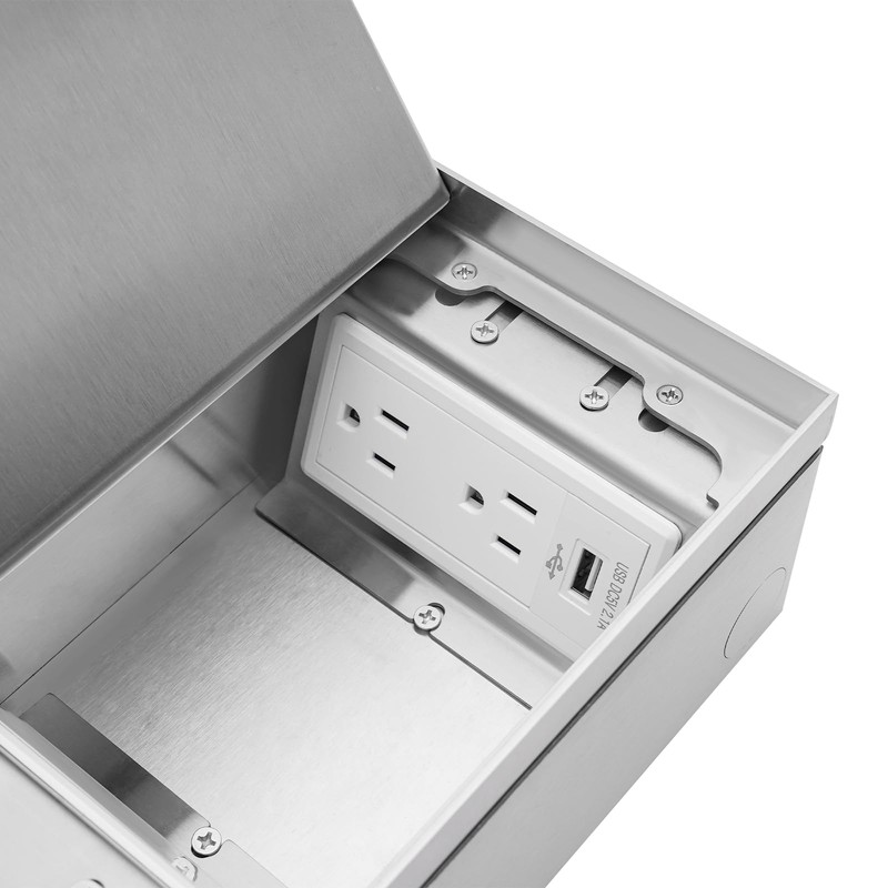 Recessed Flat Hidden Floor Electrical Outlet Kit, Electrical Outlet Cover