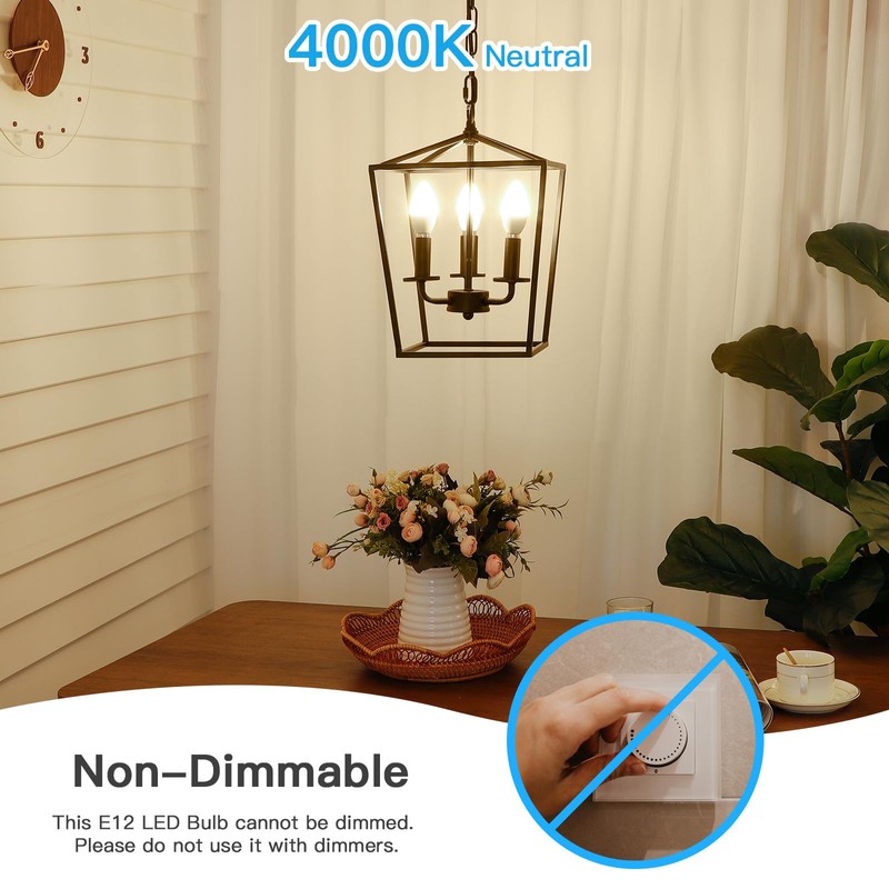 MAXvolador E12 LED Candelabra Light Bulbs 60W Equivalent, 4000K Neutral