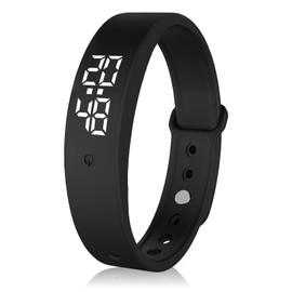 Vibrating Alarm Reminder Wristband, Silent Alarm Watch Will Not Disturb Others Wrist Clock Pill Reminder Temperature Measurement for who with Partners/New Borns/Children&Sport (Black)