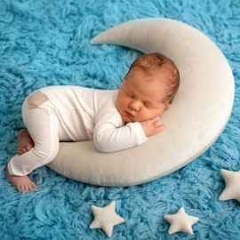 Xanewza Newborn Photography Props, Crescent Moon Posing Pillow and Stars, Baby Photo Props Decor Basket Photo Props Baby Photo Shoot Props Studio Accessories